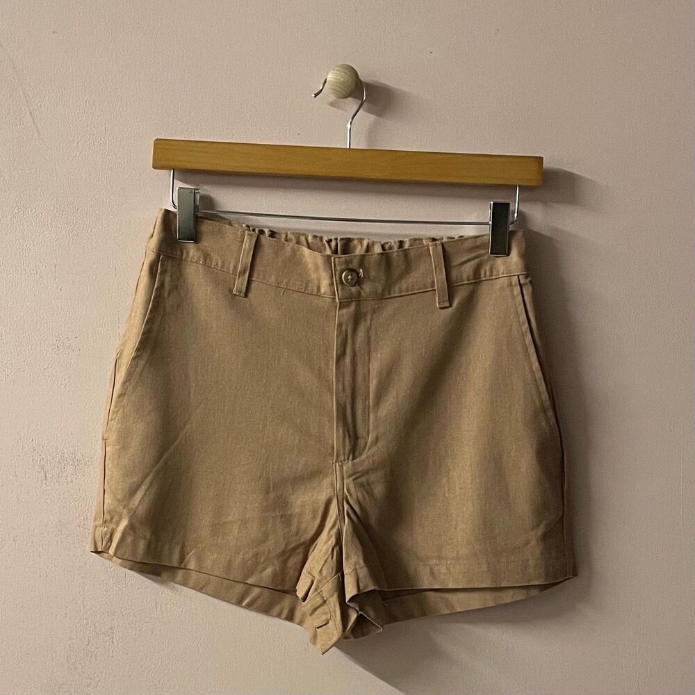 Urban Renewal UO Made from Vintage Fabrics Tan High Waisted Shorts Sz S EUC